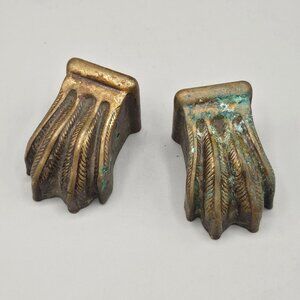 Antique Brass Claw Foot Furniture Leg Toe Caps Set Of 2